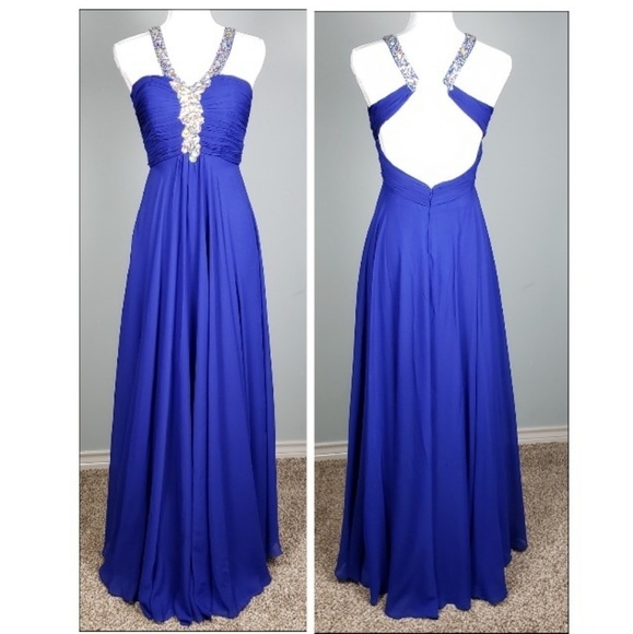 EUREKA Royal  Blue Beaded Dress Size XS - Picture 1 of 8
